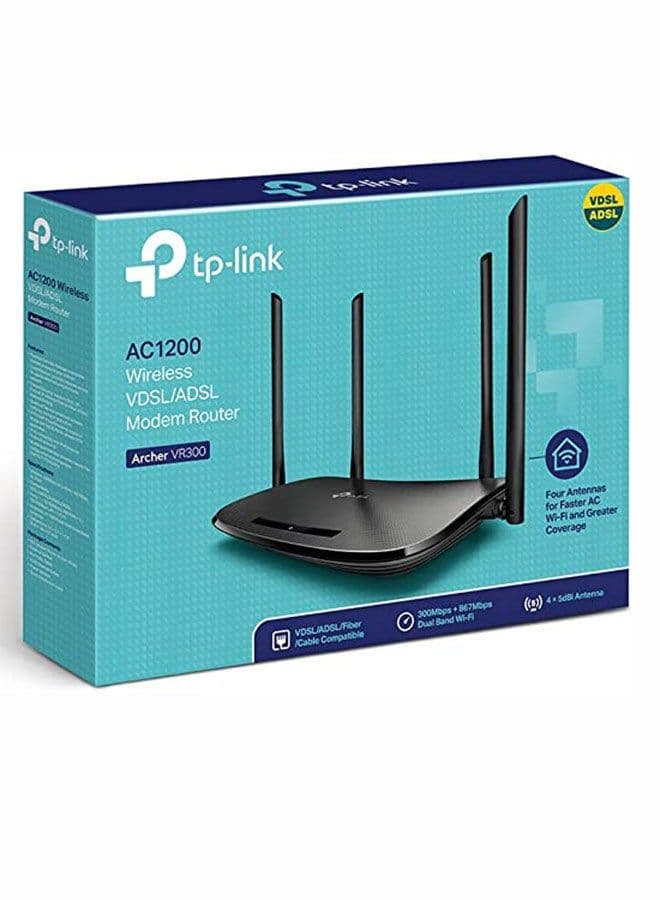Archer VR300 AC1200 Wireless VDSL/ADSL Modem Router Black image - FreshCart