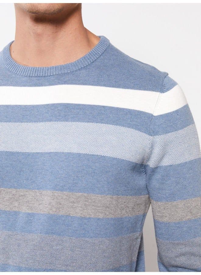 Crew Neck Long Sleeve Striped Men's Knitwear Sweater image - FreshCart