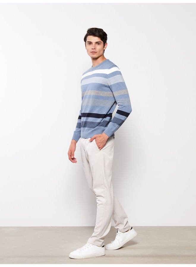 Crew Neck Long Sleeve Striped Men's Knitwear Sweater image - FreshCart