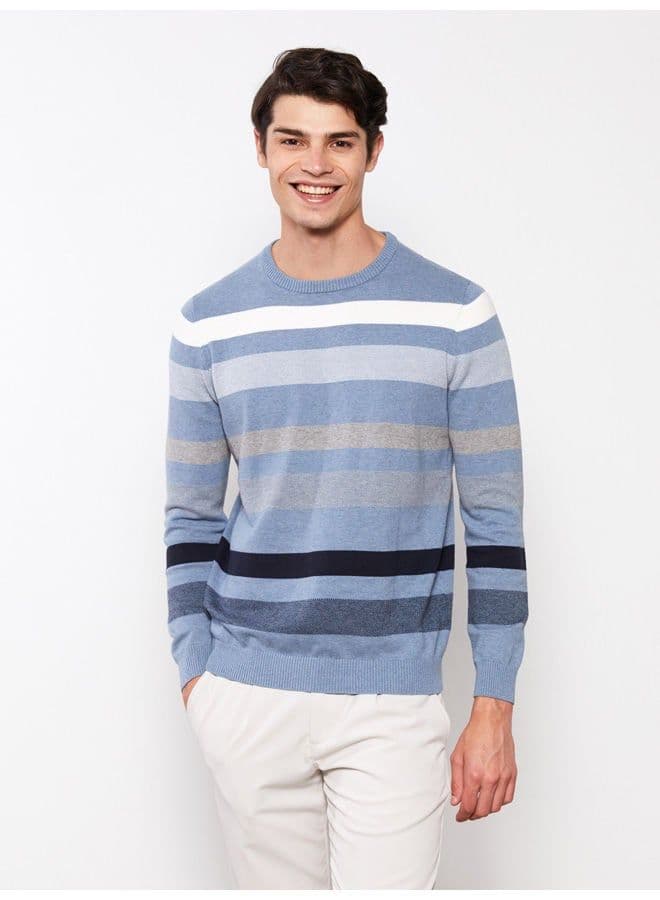 Crew Neck Long Sleeve Striped Men's Knitwear Sweater image - FreshCart