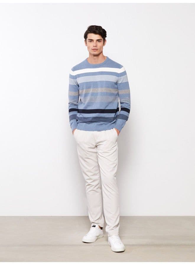 Crew Neck Long Sleeve Striped Men's Knitwear Sweater image - FreshCart