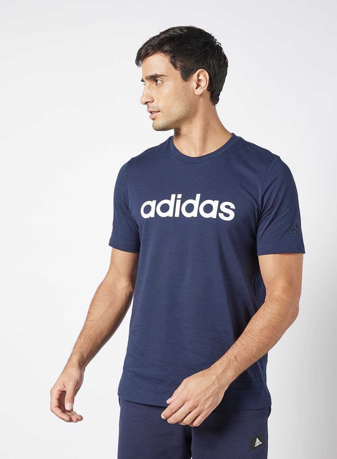 Essentials Embroidered Linear Logo T-Shirt Navy image - FreshCart