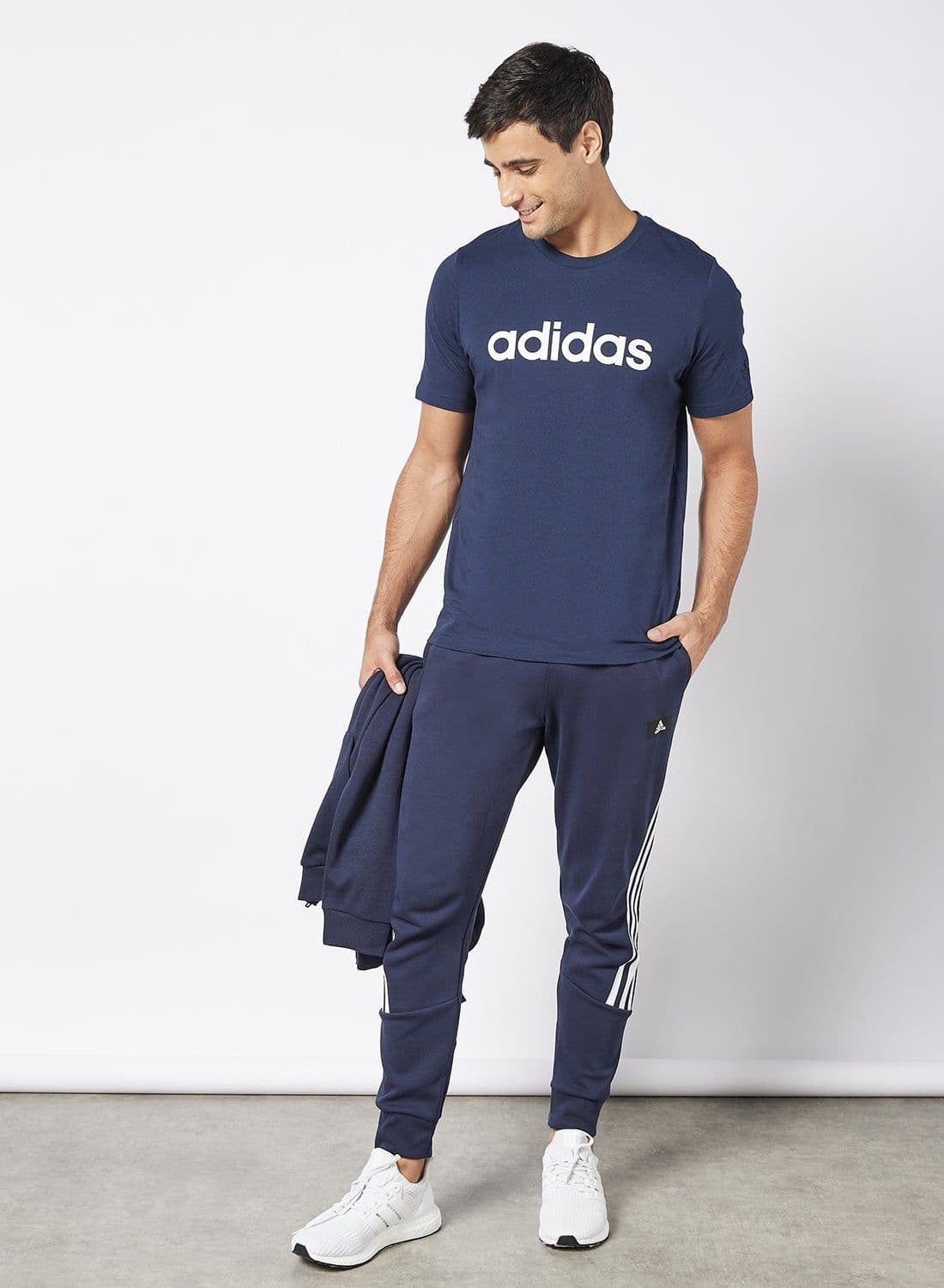 Essentials Embroidered Linear Logo T-Shirt Navy image - FreshCart