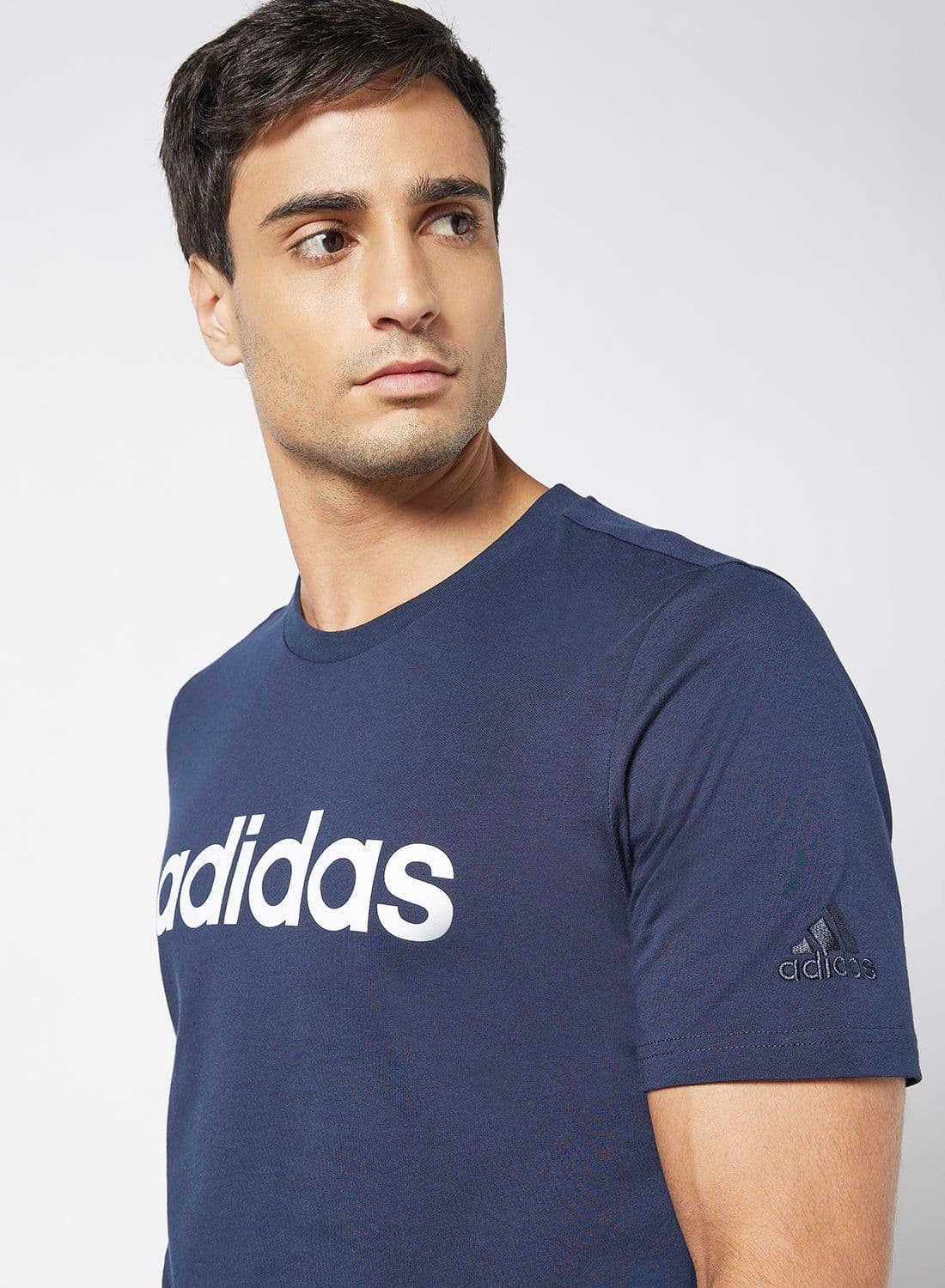 Essentials Embroidered Linear Logo T-Shirt Navy image - FreshCart