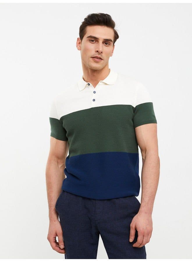 Polo Collar Short Sleeve Color Block Men's Knitwear Sweater image - FreshCart