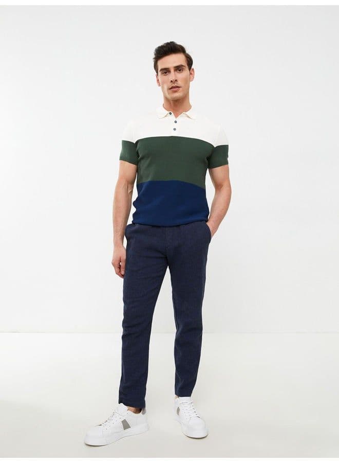 Polo Collar Short Sleeve Color Block Men's Knitwear Sweater image - FreshCart
