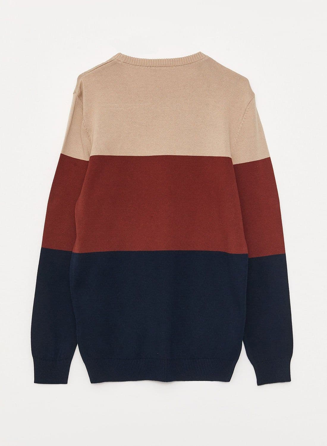 Crew Neck Long Sleeve Men's Tricot Sweater with Color Block image - FreshCart